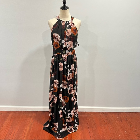 INC International Concepts Floral Black & Multicolored Halter Neck Maxi -Reemoly - Picture 2 of 12